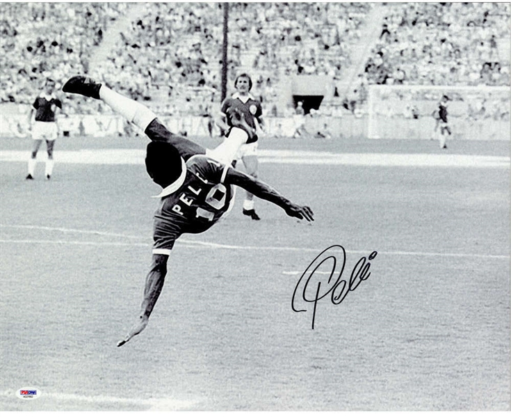 Pele Signed 16" x 20" Bicycle Kick Photograph (PSA/DNA)