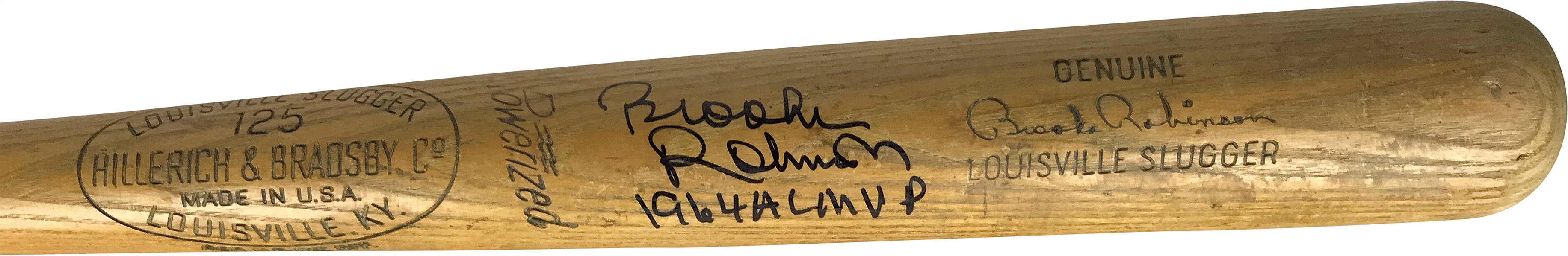 Brooks Robinson Signed & Game Used W166 Baseball Bat During Historic 1964 MVP Season! PSA/DNA GU 8.5