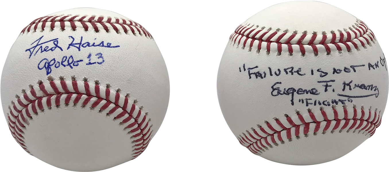 NASA: Fred Haise & Eugene Kranz Lot of Two (2) Single Signed OML Baseballs (Beckett/BAS Guaranteed)