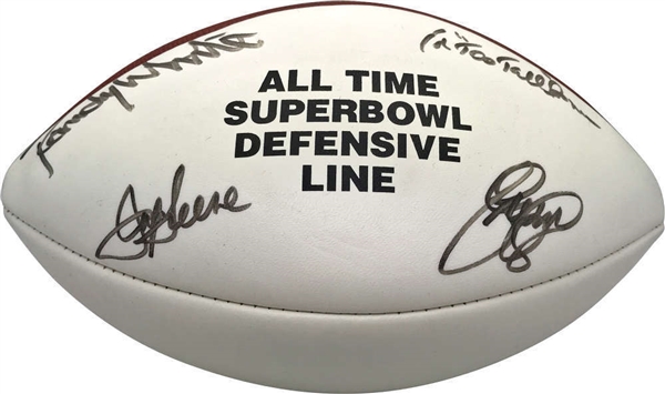 Super Bowl All-Time Defensive Line Multi-Signed Football w/ 4 Signatures (PSA/DNA)