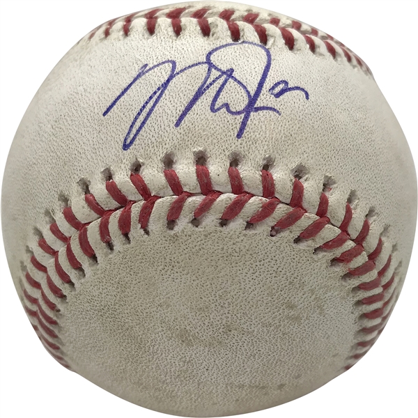 Mike Trout Signed & Game Used 2018 Baseball Pitched To Trout! (PSA/DNA & MLB)