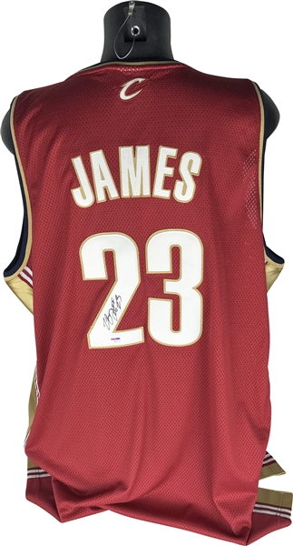 LeBron James Rookie Era Signed Cleveland Cavaliers Jersey (PSA/DNA NM 8)