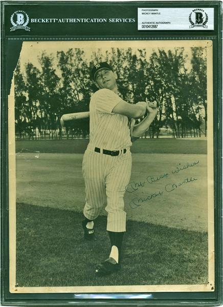 Mickey Mantle c. 1956 Vintage Signed Team-Issued 8" x 10" Photograph (Beckett/BAS & JSA)