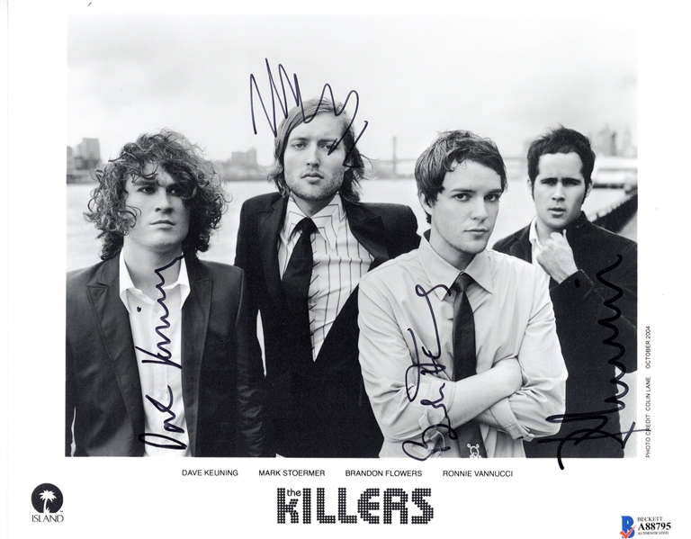 The Killers Signed 8" x 10" Promotional B&W Photograph w/ All Four Members! (Beckett/BAS)