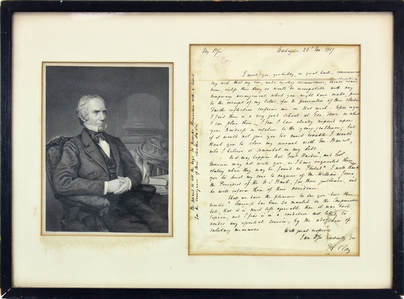 Henry Clay Vintage Signed & Framed 1817 Handwritten Letter (PSA/DNA)