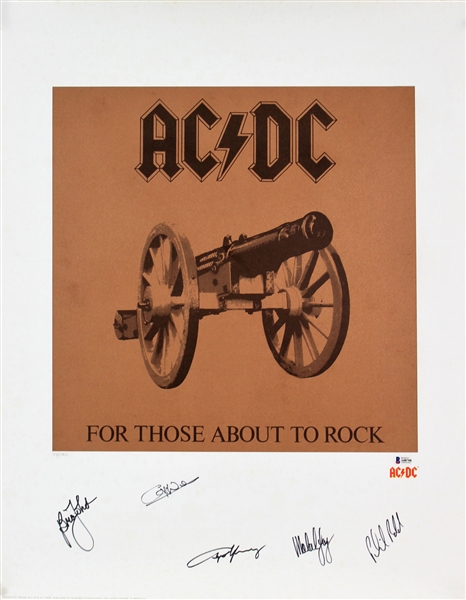 AC/DC Group Signed Limited Edition Lithograph: "For Those About to Rock" (Beckett/BAS)