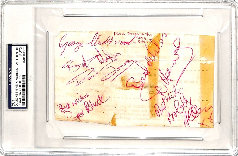 Davie Jones & The King Bees ULTRA-RARE Group Signed Album Page w/ Early David Bowie Autograph! (PSA/DNA Encapsulated)