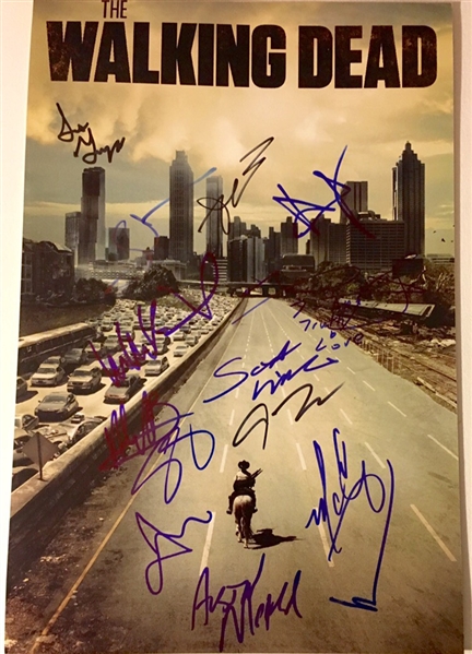 The Walking Dead Cast Signed 12" x 18" Poster w/ 13 Signatures! (BAS/Beckett Guaranteed)