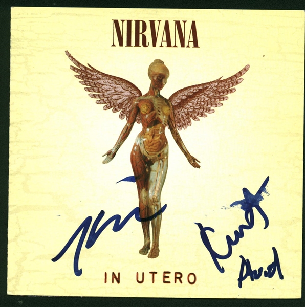 Nirvana ULTRA-RARE Group Signed "In Utero" CD Booklet Months Prior To Cobains Passing! (Beckett/BAS)