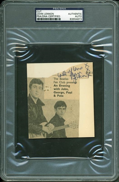 The Beatles: John Lennon Signed & Inscribed 3.75" x 4" Newspaper Photo Cut (PSA/DNA Encapsulated)