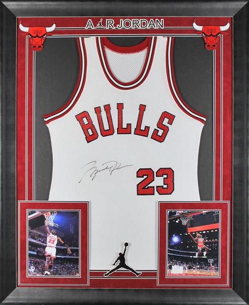 Michael Jordan Signed Rookie Year Chicago Bulls Jersey in Custom Framed Display (UDA)