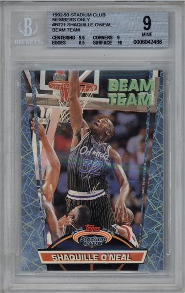 Shaquille ONeal 1992-93 Stadium Club Beam-Team Members Only Rookie Card - BGS Graded MINT 9!