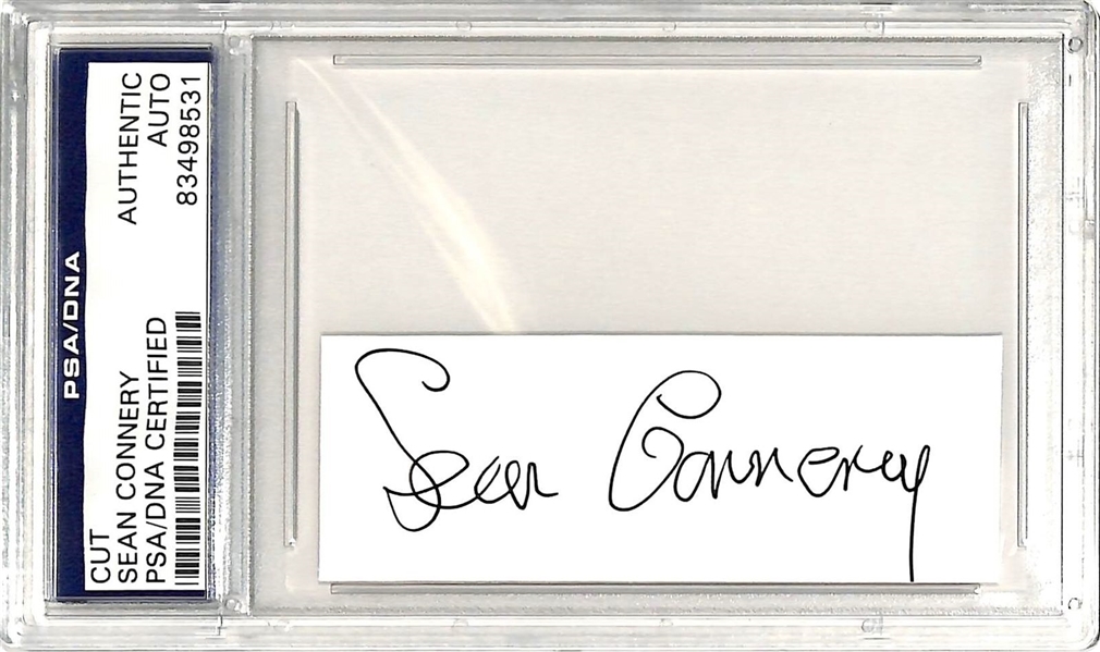 007: Sean Connery Superbly Signed 1" x 3" Cut (PSA/DNA Encapsulated)