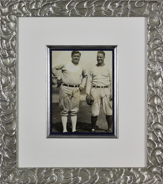 Yankee Icons: Babe Ruth & Lou Gehrig Stunning Dual-Signed 6" x 8" Framed Photograph w/ Desirable Uninscribed Signatures (PSA/DNA)