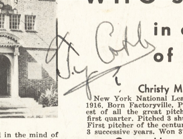 Ty Cobb Playing-Era Signed 2.5" x 2.5" Album Page (Beckett/BAS Guaranteed)