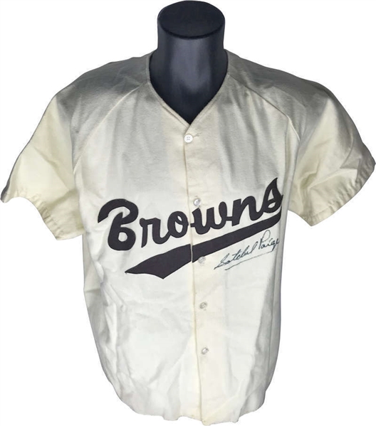 Satchel Paige ULTRA-RARE Signed St. Louis Browns Jersey, One Of The Only Known To Surface! (JSA)