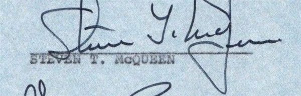 Steve McQueen Vintage Signed 1.5" x 3" Document Clipping (Beckett/BAS)
