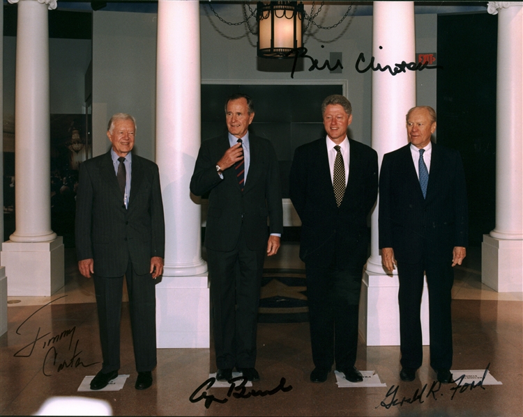 Four Presidents Signed 8" x 10" Photograph w/ Clinton, Ford, Bush & Carter! (Beckett/BAS Guaranteed)