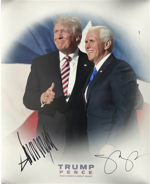 President Donald Trump & Mike Pence Rare Signed Over-Sized 16" x 20" Photograph (Beckett/BAS Guaranteed)