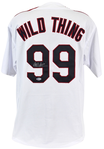 Charlie Sheen Signed Indians #99 "Wild Thing" Jersey (Beckett/BAS)