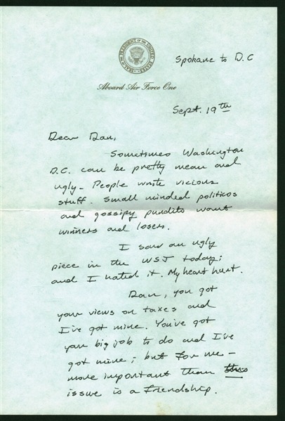 President George H.W. Bush Hand Written Presidential Air Force One Letter w/ Exceptional Media Content! (Beckett/BAS Guaranteed)