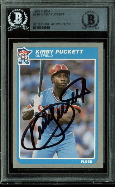 Kirby Puckett Rare Signed 1985 Fleer Rookie Card (Beckett/BAS Encapsulated)