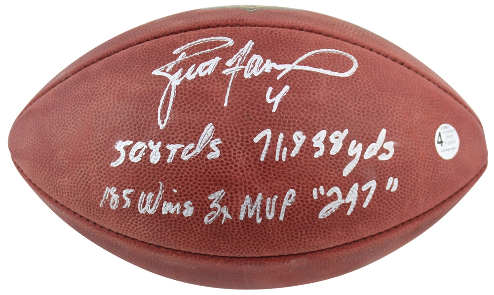 Brett Favre Signed NFL "The Duke" Football w/ Handwritten Stats (Favre COA)