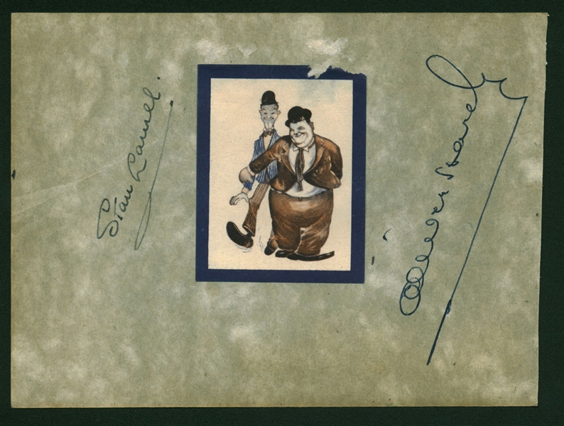 Stan Laurel & Oliver Hardy Signed 4" x 6" Album Page (Beckett/BAS) 