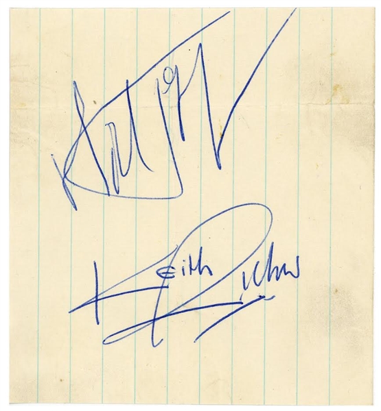 The Rolling Stones: Mick Jagger & Keith Richards Near-Mint Signed 4" x 5" Album Page (Beckett/BAS Guaranteed)