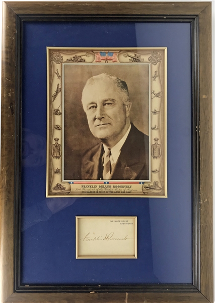 President Franklin D. Roosevelt Signed White House Card Framed Display (BAS/Beckett)