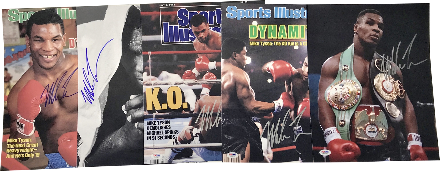 Lot of Ten (10) Mike Tyson Signed 11" x 14" Photographs (PSA/DNA)