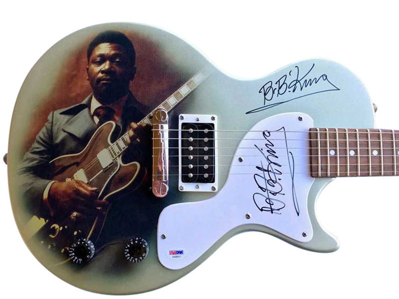 B.B. King Signed Epiphone Jr. Model Guitar w/ Custom Artwork and TWO Autographs! (PSA/DNA)