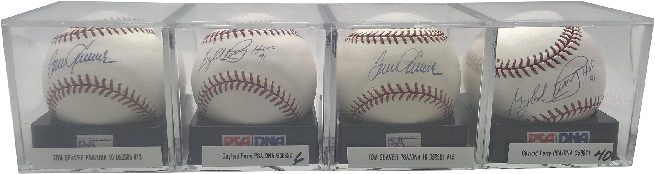 Gaylord Perry & Tom Seaver Lot of Four (4) Signed OML Baseballs PSA/DNA GEM MINT 10!