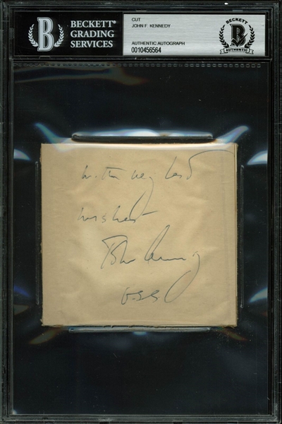 President John F. Kennedy Signed Album Page as Senator with "USS" Inscription (Beckett/BAS Encapsulated)