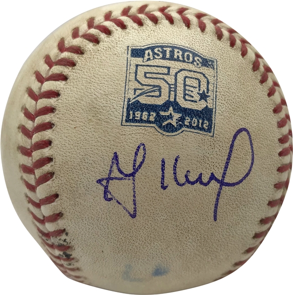 Jose Altuve Signed & Game Used 2012 OML Baseball Pitched To Altuve! (MLB)