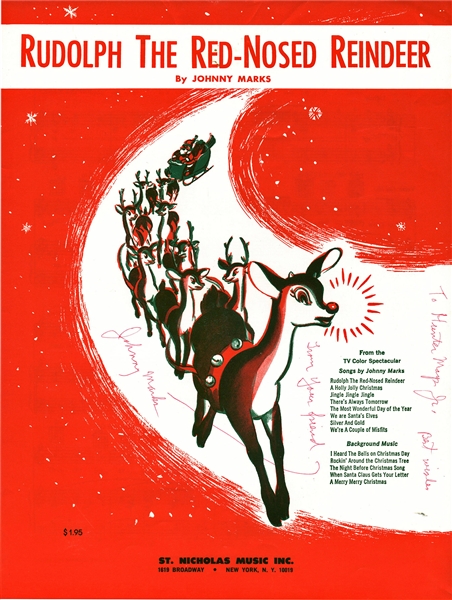 Johnny Marks Signed "Rudolph the Red-Nosed Reindeer" Sheet Music (Beckett/BAS Guaranteed)