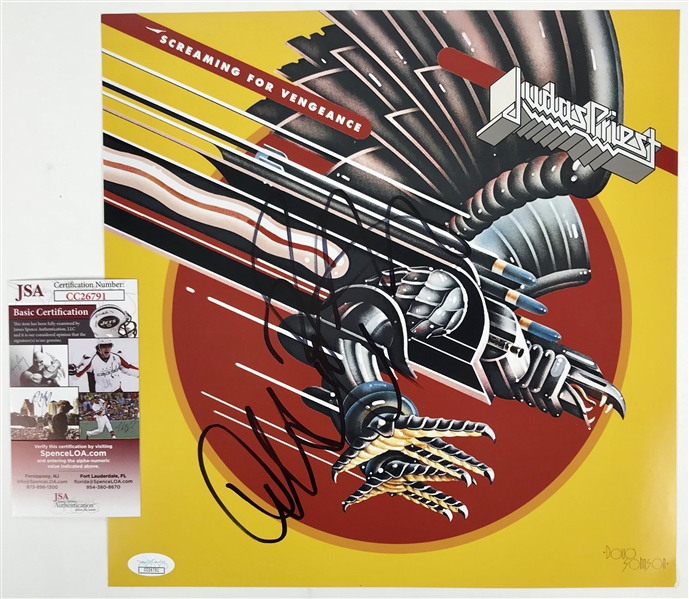 Judas Priest: Rob Halford & Ian Hill Signed 12" x 12" Flat for "Screaming for Vengeance" (JSA)