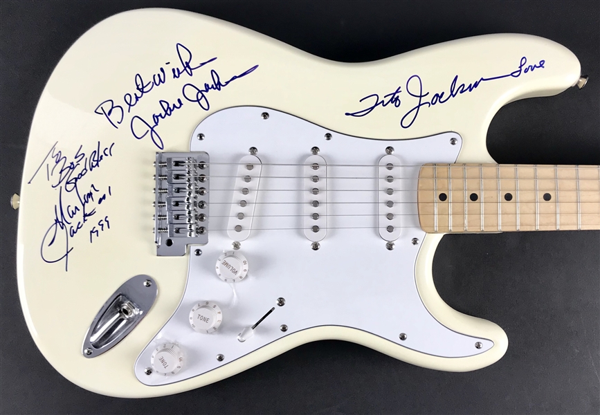 Jackson Five Group Signed Fender Stratocaster Guitar with Marlon, Tito & Jackie (Beckett/BAS Guaranteed)