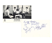 The Beatles Group Signed 3.5" x 6.5" Parlophone Records Promotional Photograph Card Signed At The Cavern Club Beckett/BAS MINT 9!