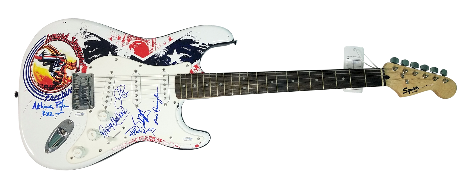 Lynyrd Skynyrd Rare Group Signed Fender Squier Stratocaster Guitar w/ 6 Signatures & Custom Artwork! (ACOA)