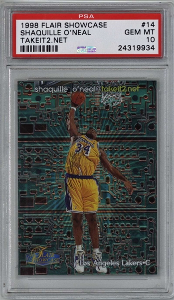 Shaquille ONeal 1998 Flair Showcase TakeIt2.Net Basketball Card - PSA Graded GEM MINT 10!
