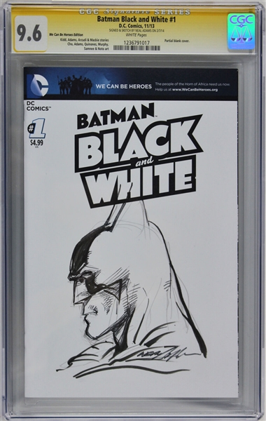 Neal Adams Signed "Batman Black & White #1" Comic Book w/ Hand-Drawn Sketch (CGC 9.6)