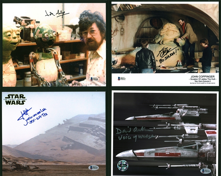 Star Wars Lot of Four (4) Signed 8" x 10" Photos w/ Ankrum, Coppinger, Vand Der Lek & Nick Maley! (Beckett/BAS)