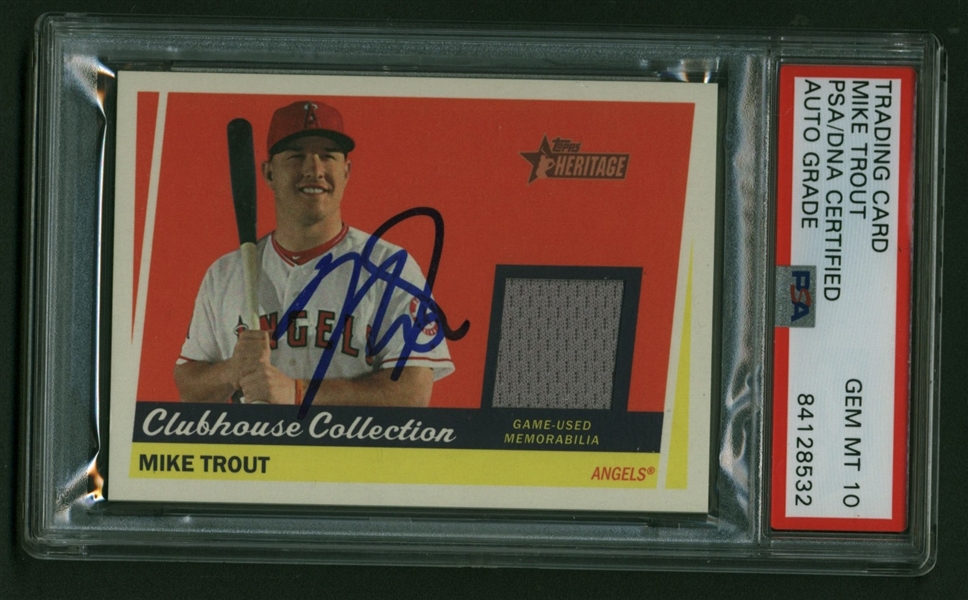 Mike Trout Signed 2016 Topps Heritage Clubhouse Collection Baseball Card - PSA/DNA GEM MINT 10!