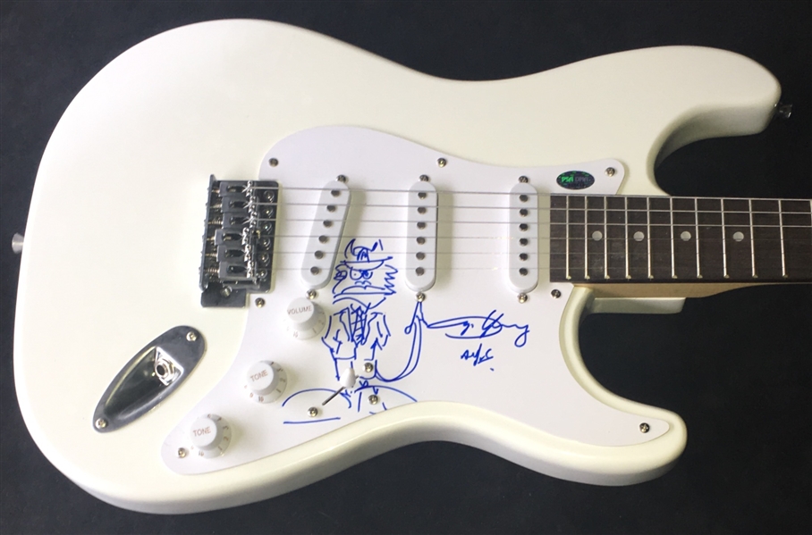 AC/DC: Angus Young Signed Strat Style Guitar with Sketch (ACOA)