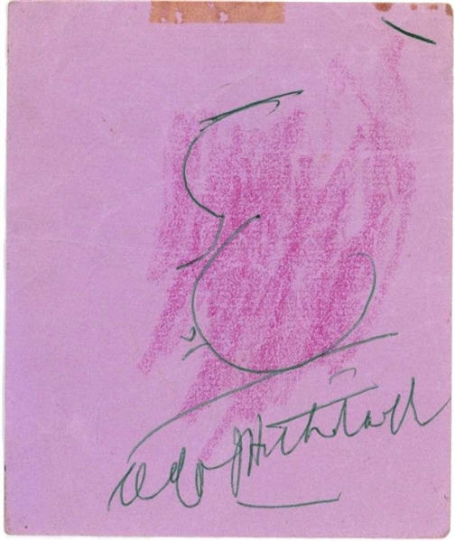 Alfred Hitchcock Signed & Self Sketched 4" x 4" Album Page (JSA)
