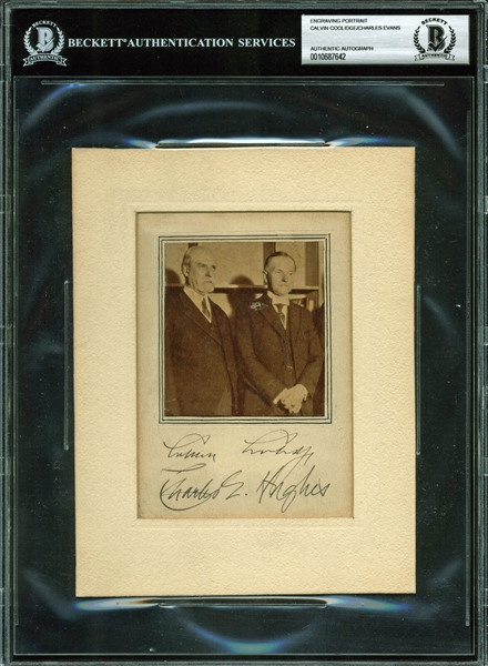 Calvin Coolidge & Charles E. Hughes Dual-Signed 6" x 8" Photograph Display (BAS/Beckett Encapsulated)