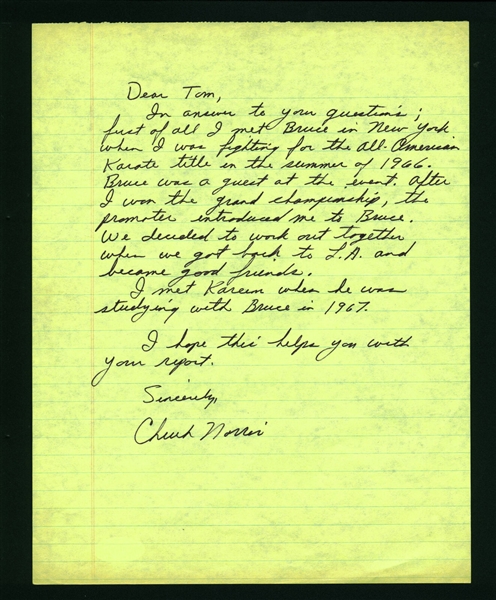 Chuck Norris Handwritten & Signed Letter w/ Bruce Lee Content! (JSA)