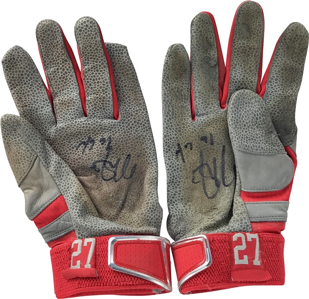 Mike Trout Signed Game Used Worn 2016 MVP Batting Gloves w/ Exact Style Match! (JSA & Anderson Authentics)