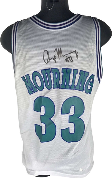 Alonzo Mourning Vintage Signed Charlotte Hornets Jersey (JSA)